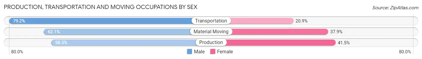 Production, Transportation and Moving Occupations by Sex in Zip Code 46226