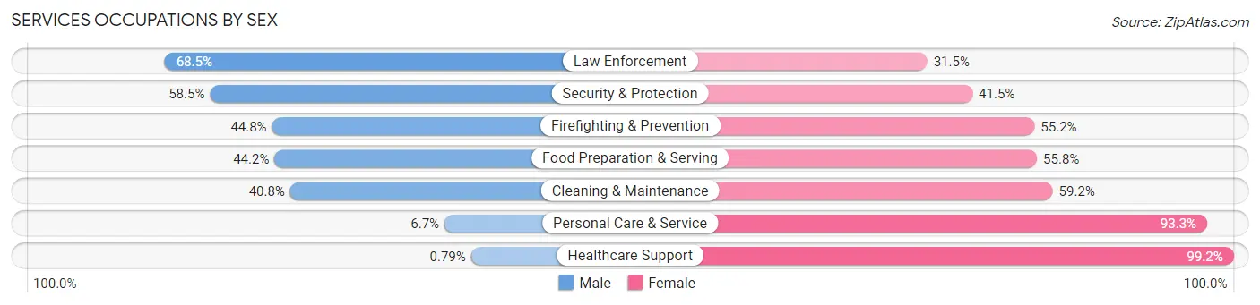 Services Occupations by Sex in Zip Code 46226