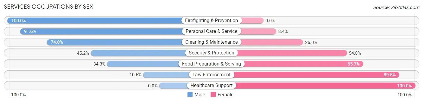 Services Occupations by Sex in Zip Code 46228