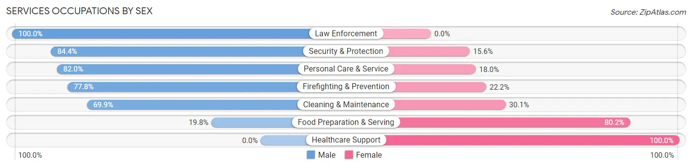 Services Occupations by Sex in Zip Code 46231