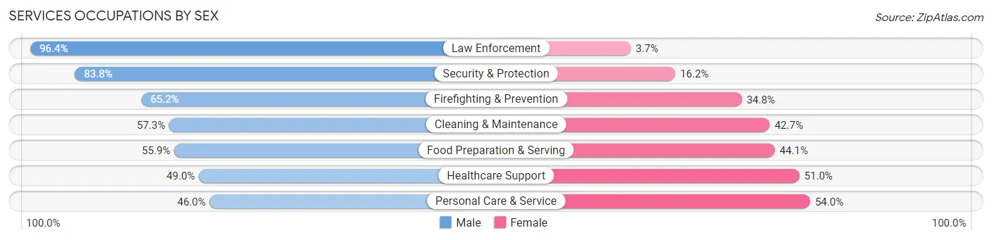 Services Occupations by Sex in Zip Code 46234