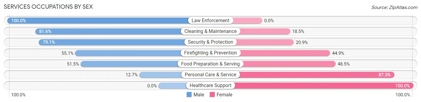 Services Occupations by Sex in Zip Code 46236