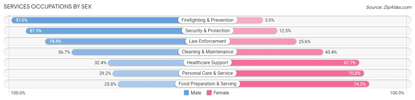 Services Occupations by Sex in Zip Code 46237