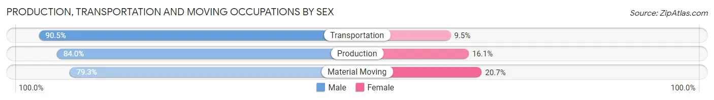 Production, Transportation and Moving Occupations by Sex in Zip Code 46307