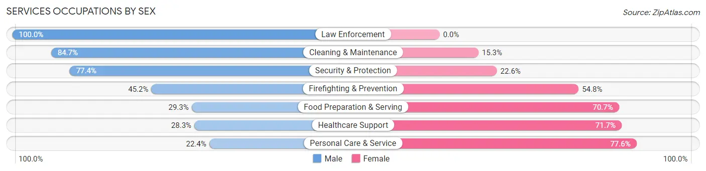 Services Occupations by Sex in Zip Code 46321