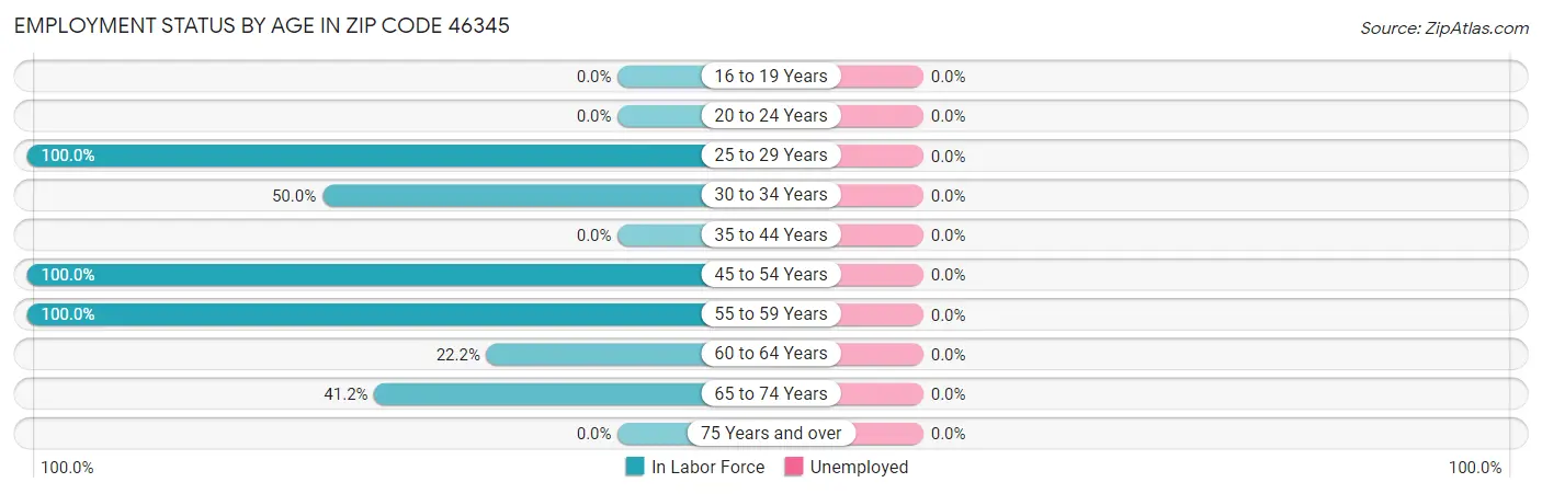 Employment Status by Age in Zip Code 46345