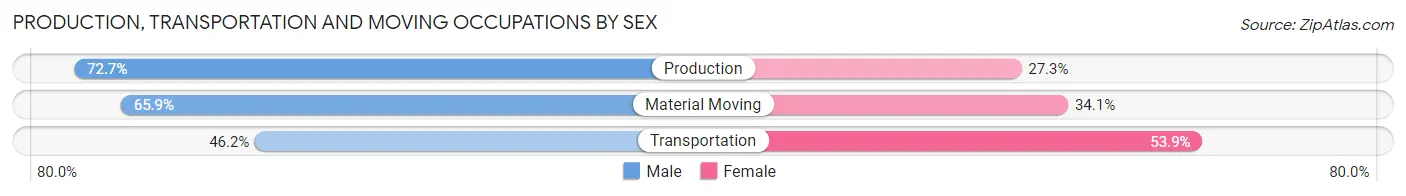 Production, Transportation and Moving Occupations by Sex in Zip Code 46346