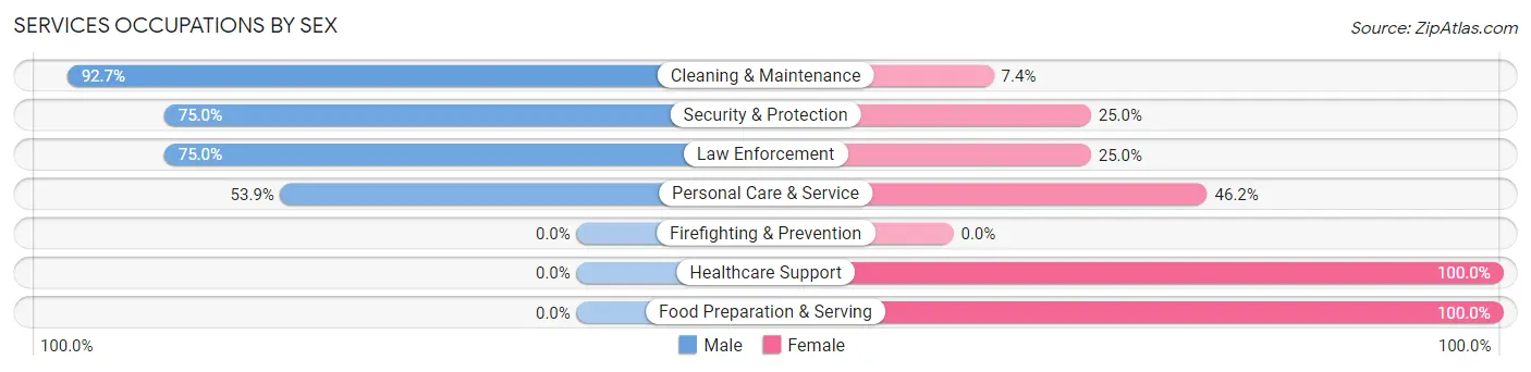Services Occupations by Sex in Zip Code 46346