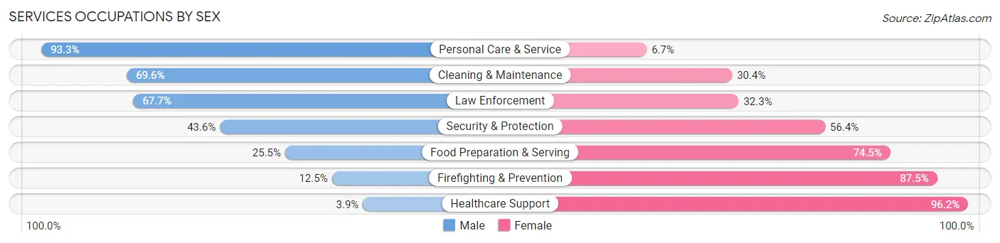 Services Occupations by Sex in Zip Code 46347