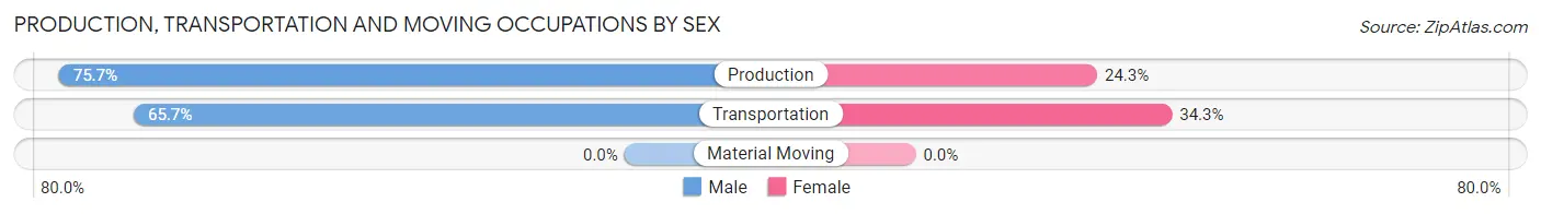 Production, Transportation and Moving Occupations by Sex in Zip Code 46349