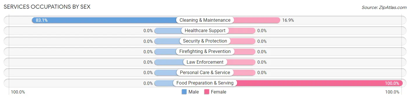 Services Occupations by Sex in Zip Code 46349