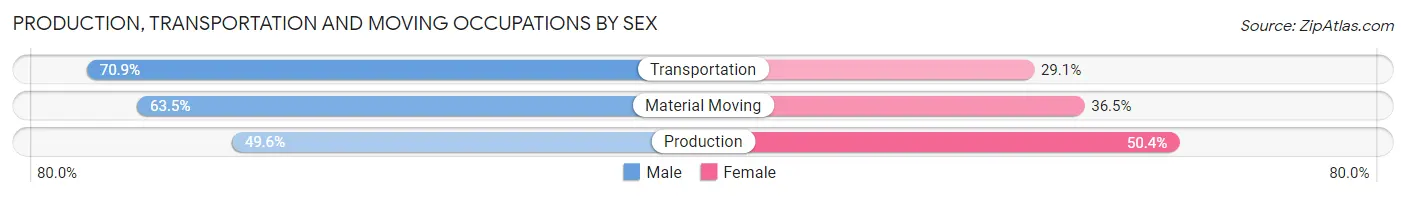 Production, Transportation and Moving Occupations by Sex in Zip Code 46366
