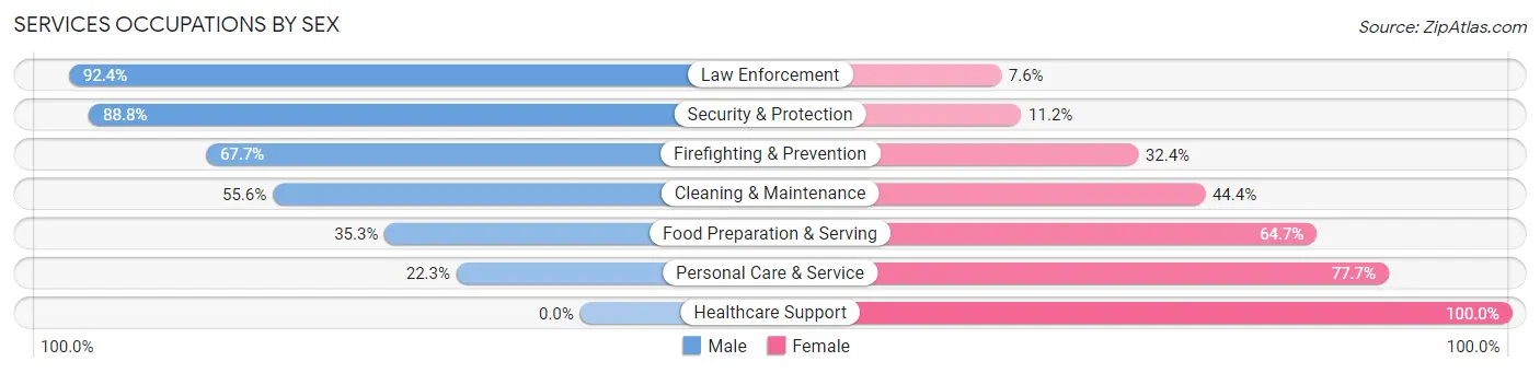 Services Occupations by Sex in Zip Code 46375