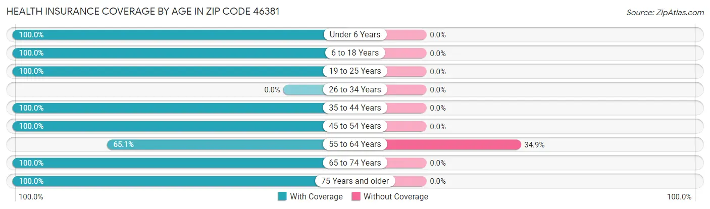 Health Insurance Coverage by Age in Zip Code 46381