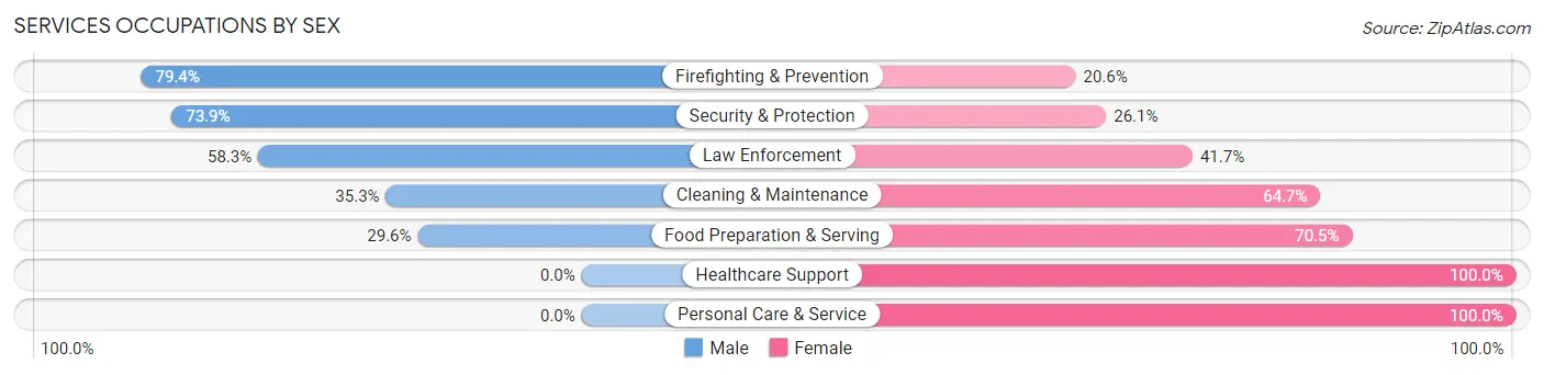 Services Occupations by Sex in Zip Code 46392