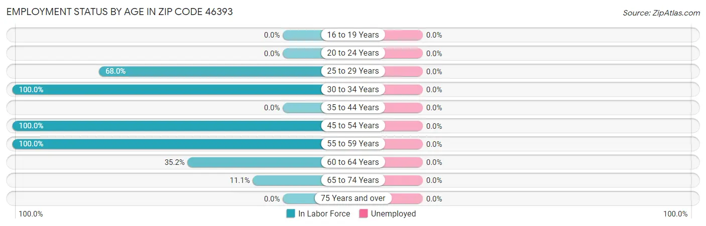 Employment Status by Age in Zip Code 46393