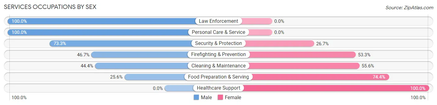 Services Occupations by Sex in Zip Code 46405
