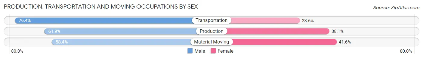 Production, Transportation and Moving Occupations by Sex in Zip Code 46406