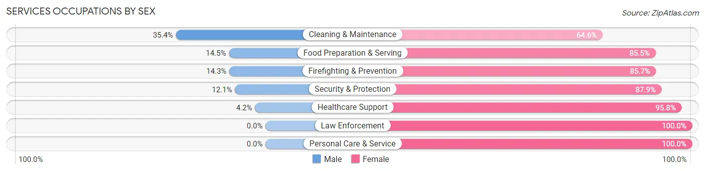 Services Occupations by Sex in Zip Code 46406