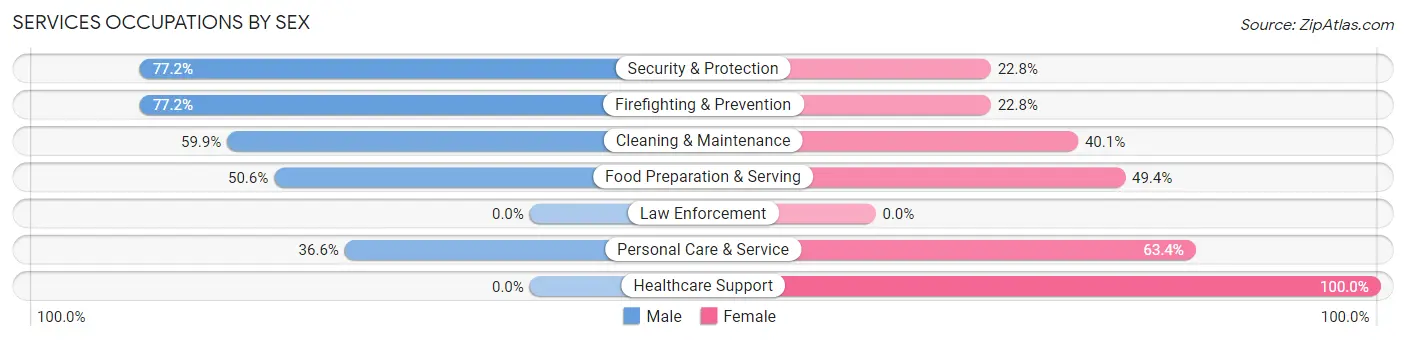 Services Occupations by Sex in Zip Code 46407