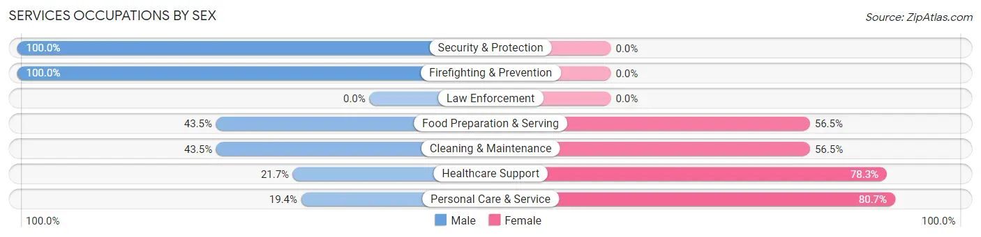 Services Occupations by Sex in Zip Code 46409