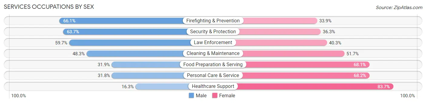 Services Occupations by Sex in Zip Code 46410