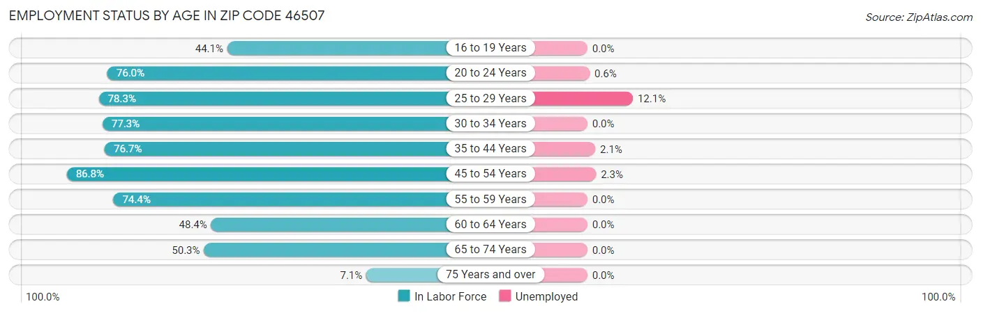 Employment Status by Age in Zip Code 46507