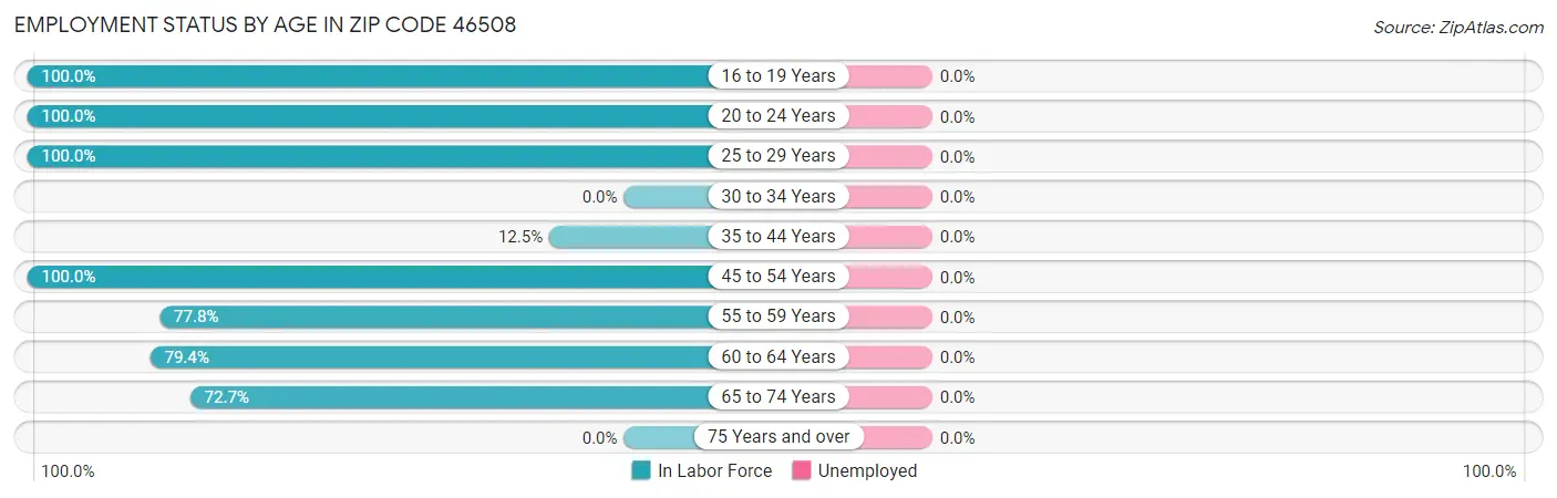 Employment Status by Age in Zip Code 46508