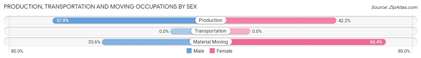 Production, Transportation and Moving Occupations by Sex in Zip Code 46524