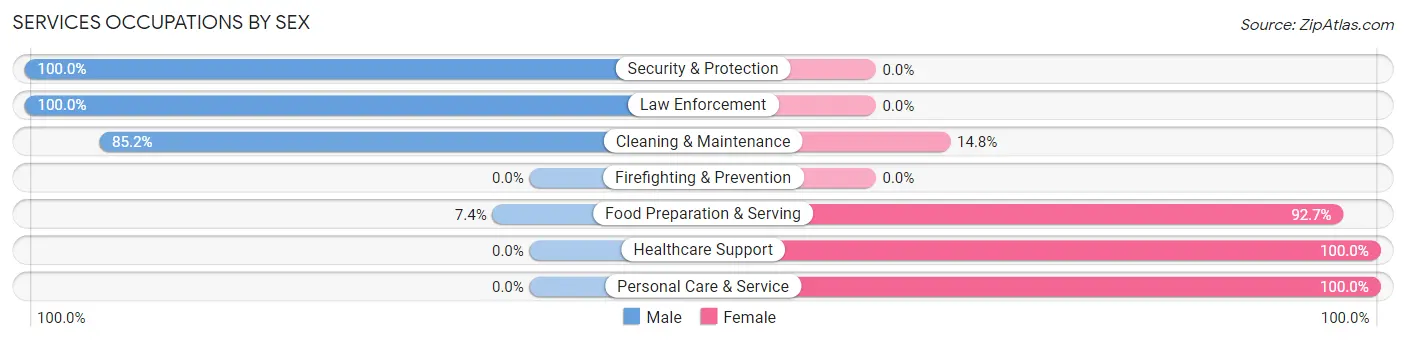 Services Occupations by Sex in Zip Code 46524
