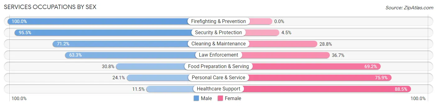 Services Occupations by Sex in Zip Code 46526