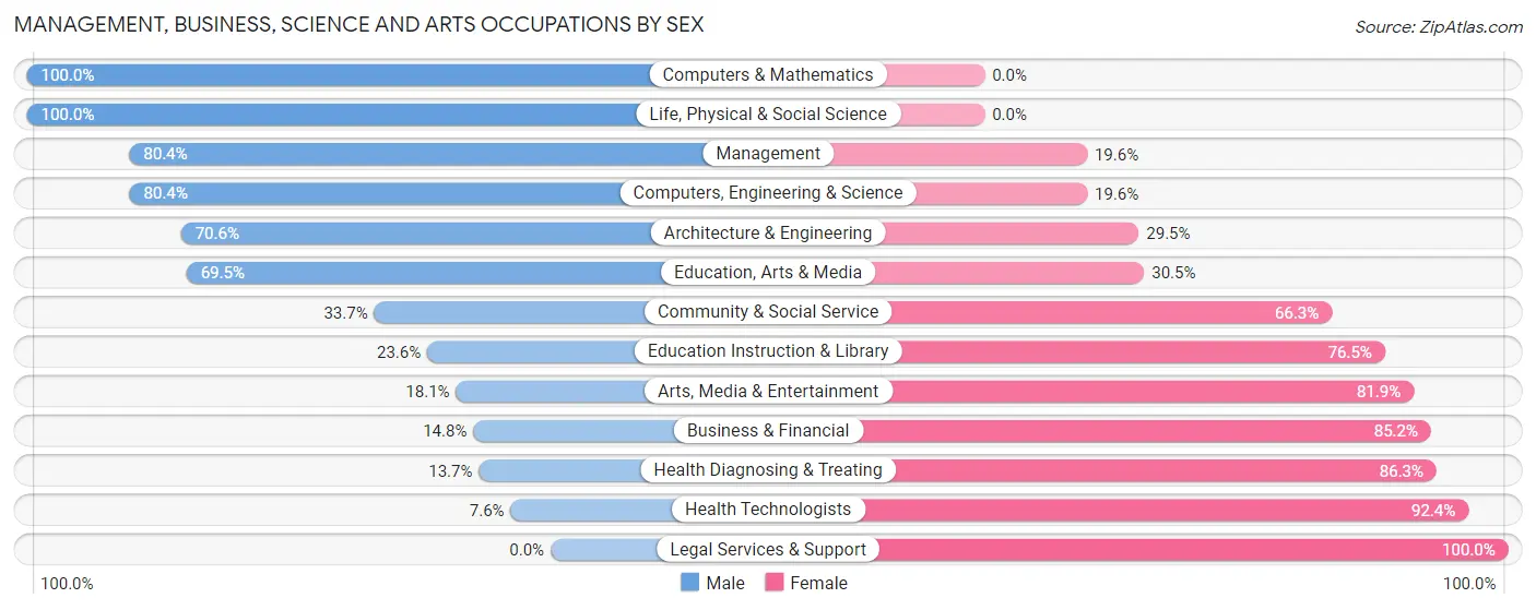 Management, Business, Science and Arts Occupations by Sex in Zip Code 46528