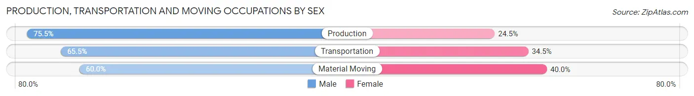 Production, Transportation and Moving Occupations by Sex in Zip Code 46536