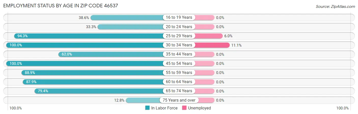 Employment Status by Age in Zip Code 46537