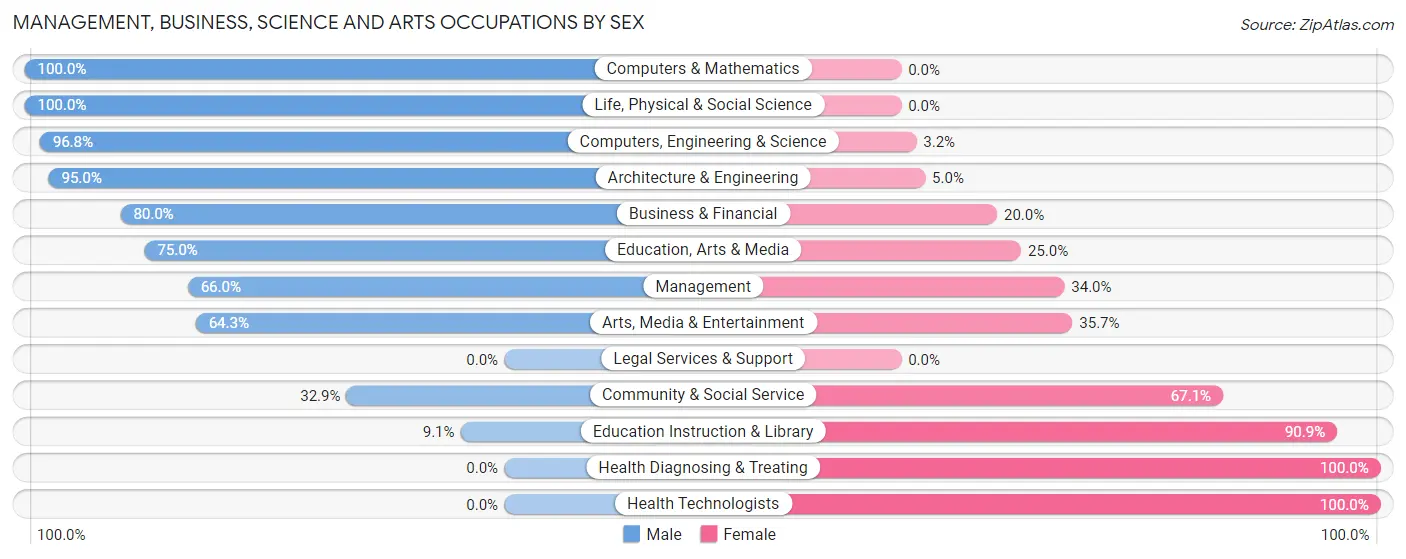 Management, Business, Science and Arts Occupations by Sex in Zip Code 46539