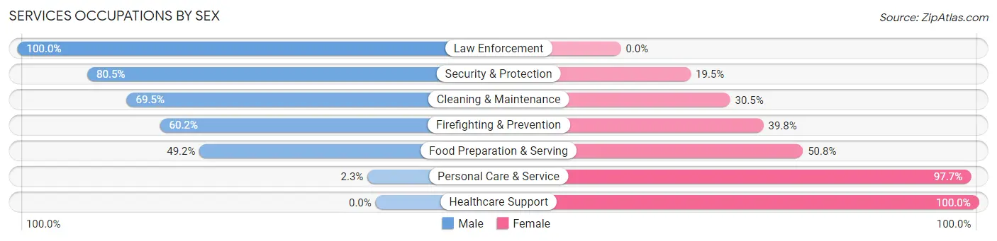 Services Occupations by Sex in Zip Code 46561