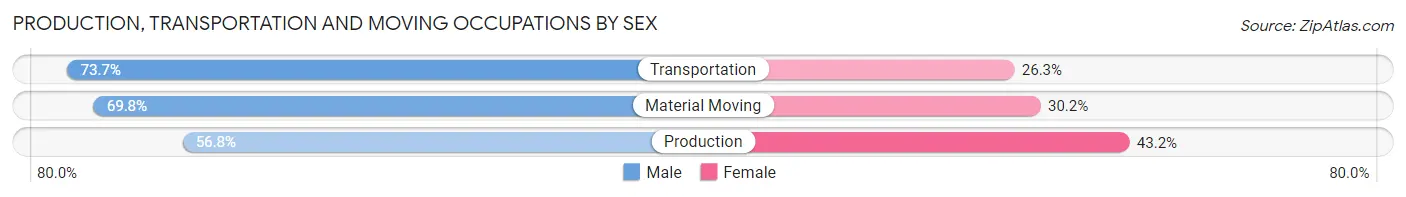 Production, Transportation and Moving Occupations by Sex in Zip Code 46567