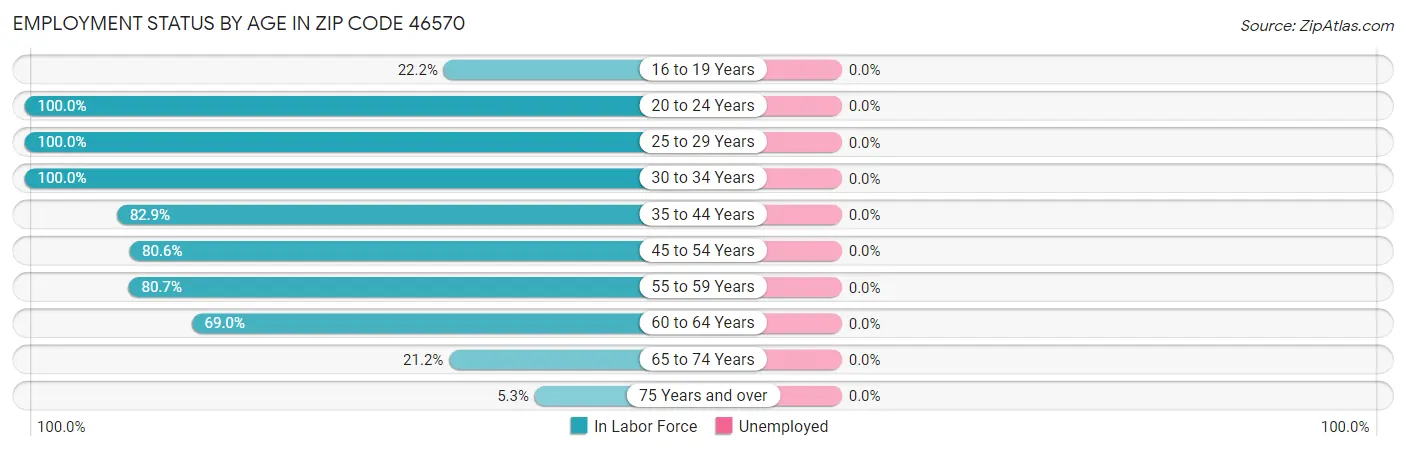 Employment Status by Age in Zip Code 46570