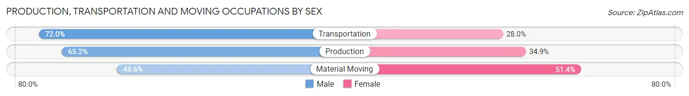 Production, Transportation and Moving Occupations by Sex in Zip Code 46580