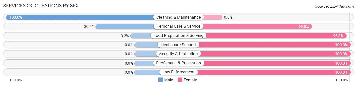Services Occupations by Sex in Zip Code 46590