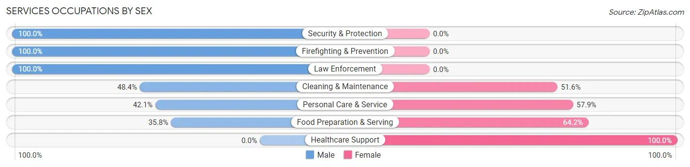 Services Occupations by Sex in Zip Code 46601