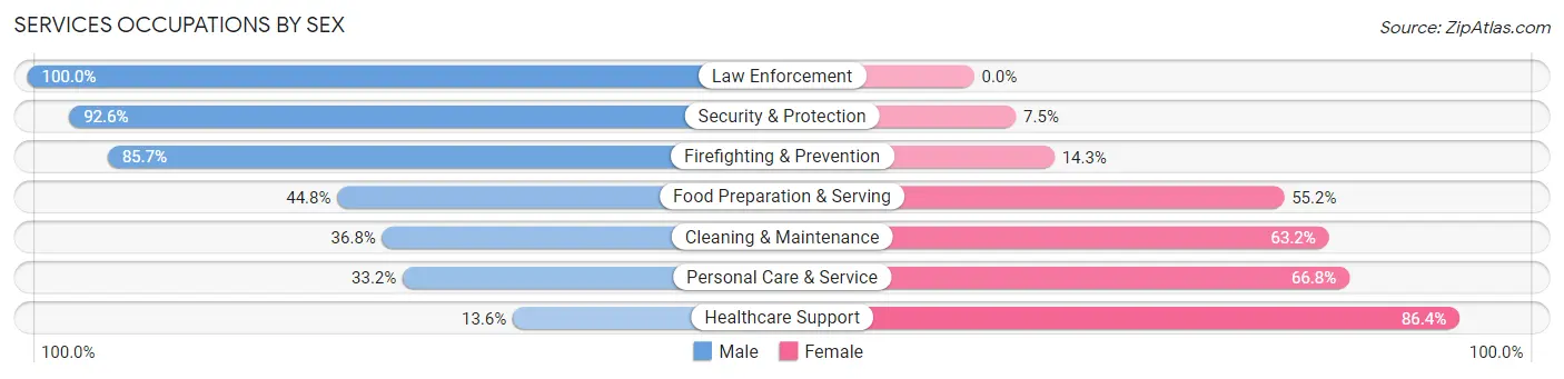 Services Occupations by Sex in Zip Code 46619