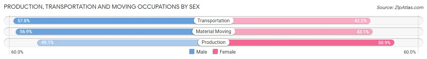 Production, Transportation and Moving Occupations by Sex in Zip Code 46737
