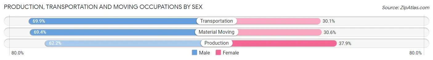 Production, Transportation and Moving Occupations by Sex in Zip Code 46738