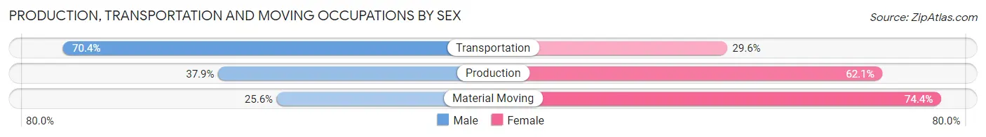Production, Transportation and Moving Occupations by Sex in Zip Code 46741
