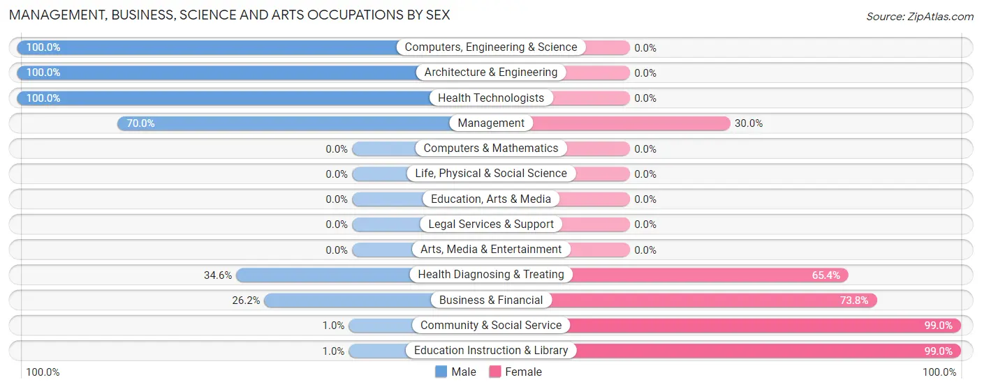 Management, Business, Science and Arts Occupations by Sex in Zip Code 46746