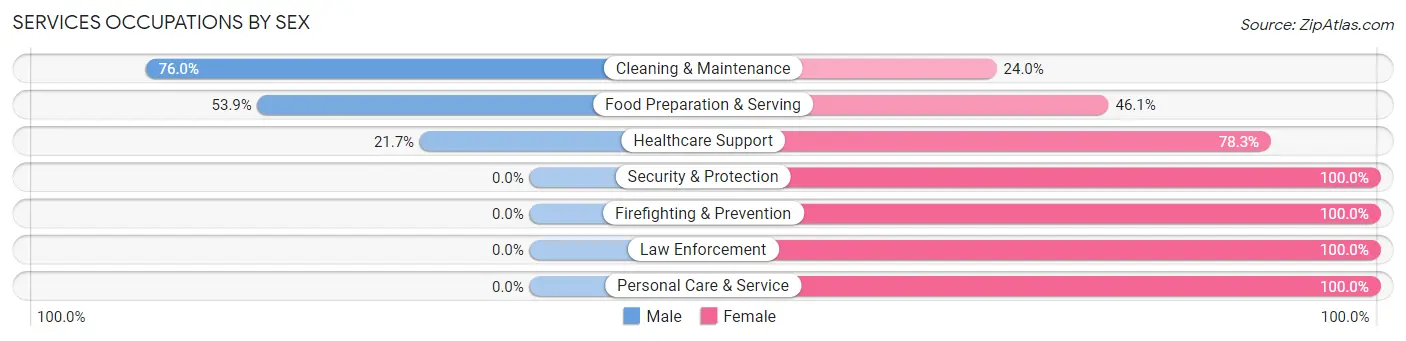 Services Occupations by Sex in Zip Code 46755
