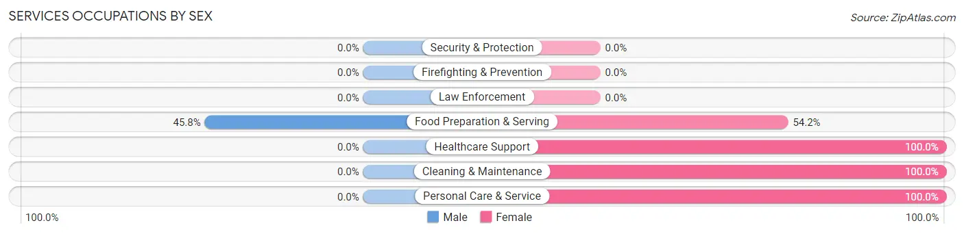 Services Occupations by Sex in Zip Code 46763