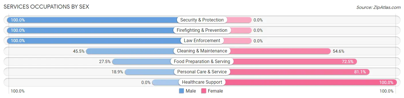 Services Occupations by Sex in Zip Code 46770
