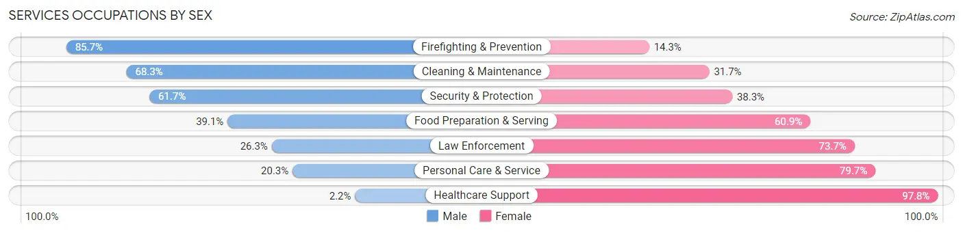 Services Occupations by Sex in Zip Code 46803